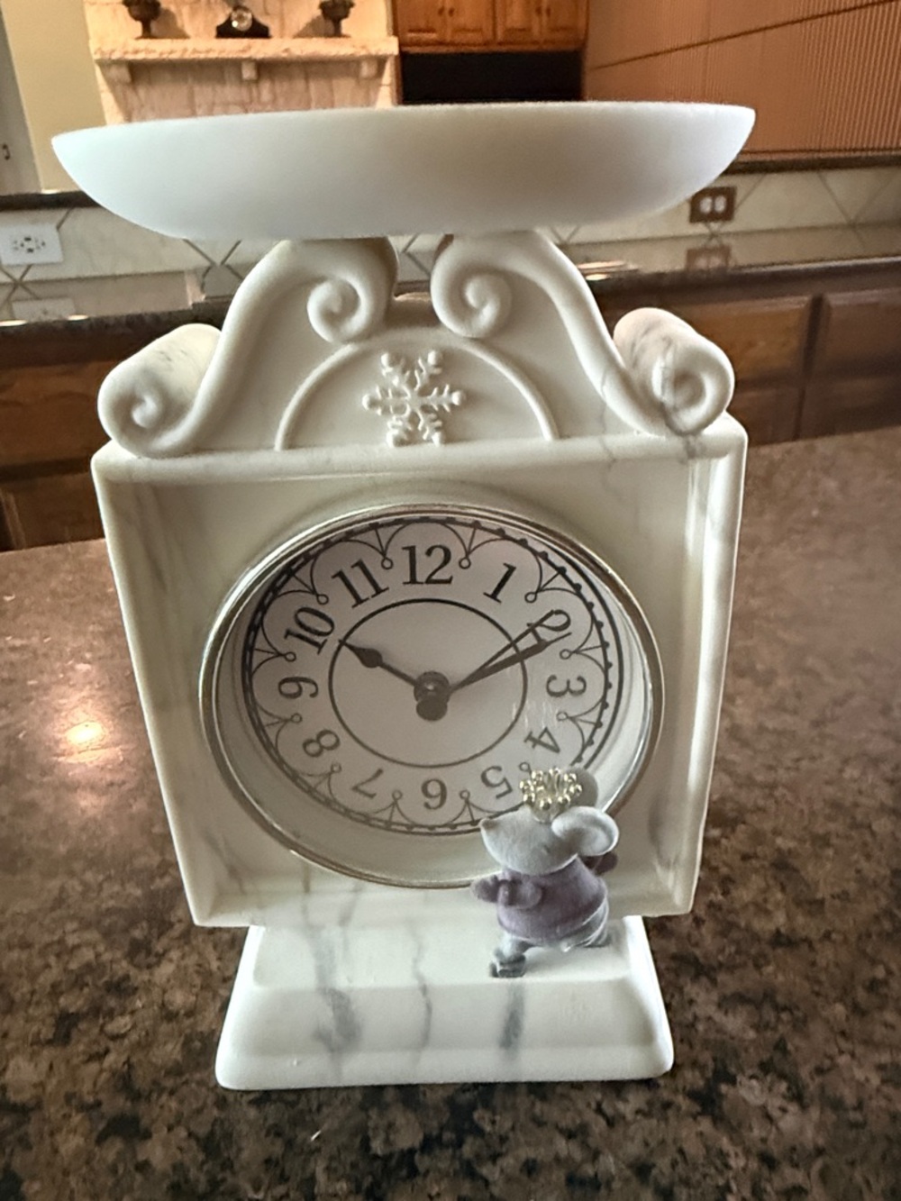 Bath & Body Works White Marble-Look Decorative Clock Sculpture